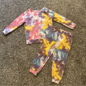 Garanimals 3T toddler girls pink purple tie dye sweat set matching sweatshirt